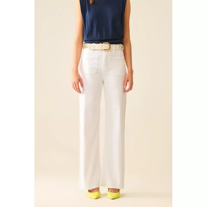 Q2 Stretch Straight Leg Pants -White White