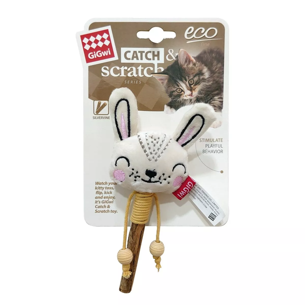 Rabbit Catch & Scratch Eco line with Silvervine Leaves and Stick