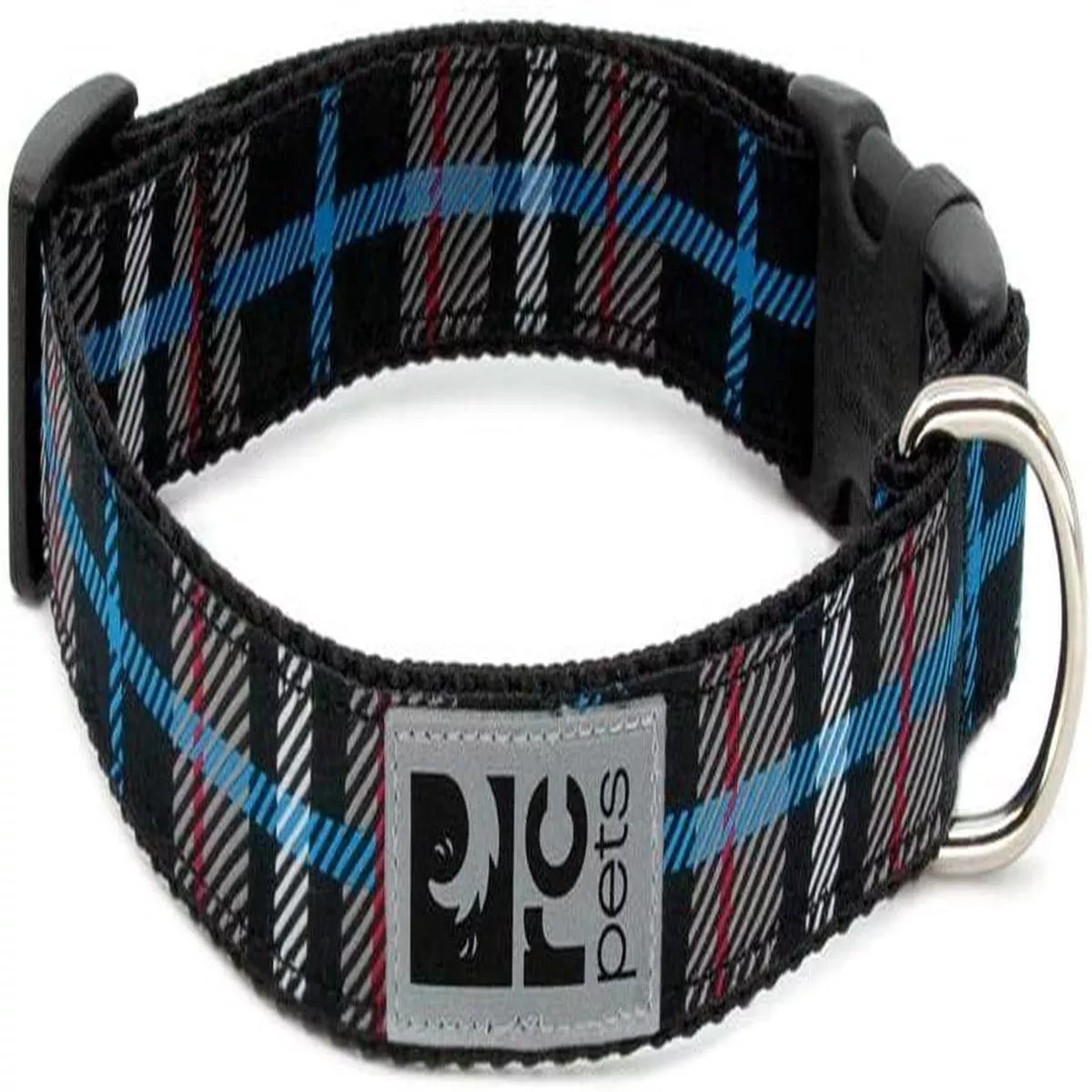RC Pets Clip Dog Collar, Black Twill Plaid