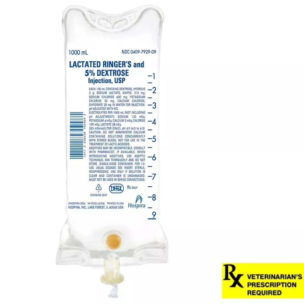 Rx Lactated Ringer's and 5% Dextrose Injection Solution, 1000ml