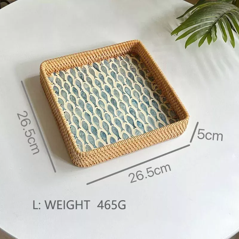 Sardine Shell Inlay Rattan Tray