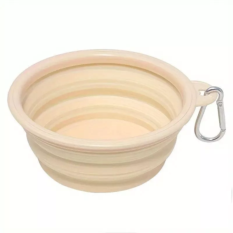 Small (350Ml) Foldable Dog Bowl – Light Cream