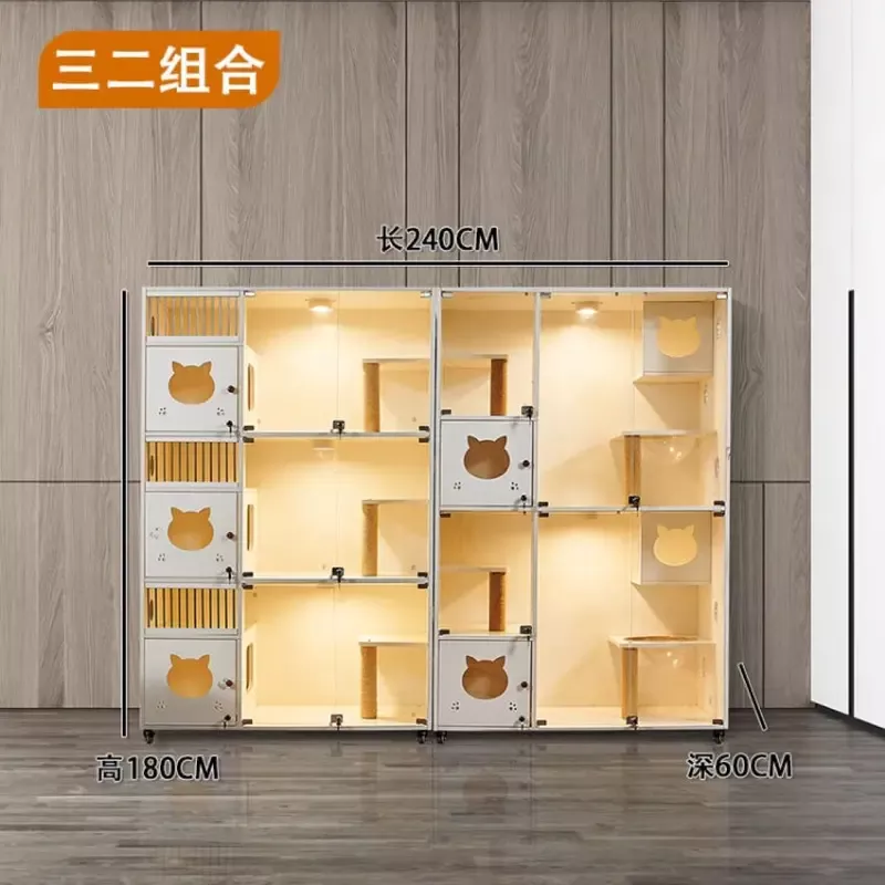 Solid Wood Three-Layer Cat Villa Cage Cat Nest Display Cabinet 24018060cm
