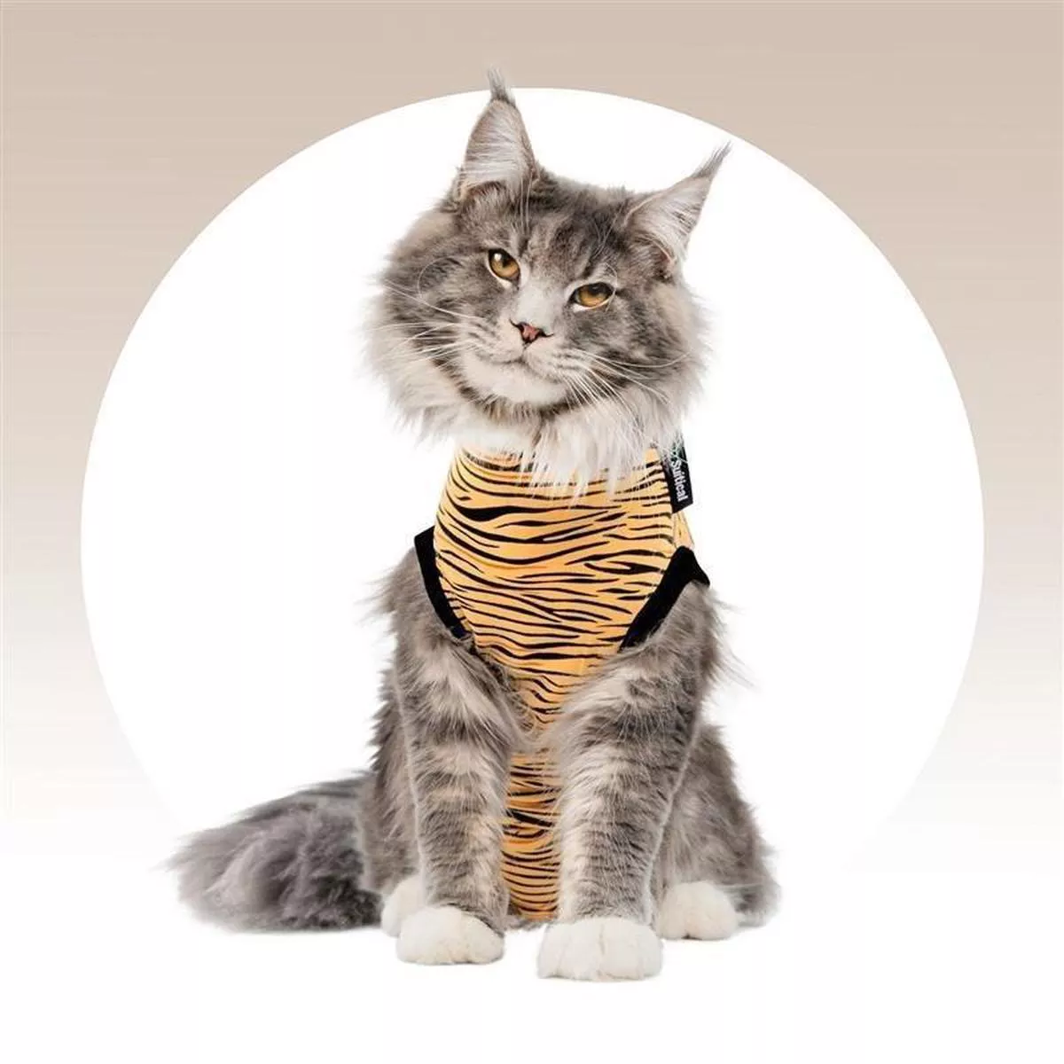 Suitical Recovery Suit for Cats, Tiger Print