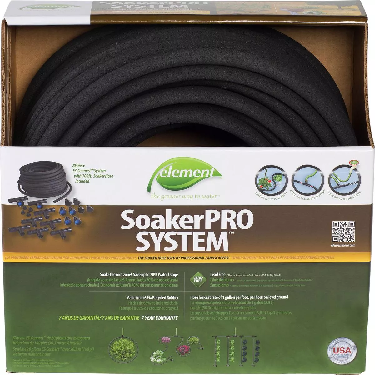 Swan Element Soakerpro Hose System Kit – BLACK | 3/8 IN X 100 FT