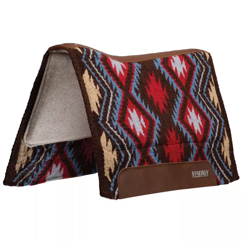 Synergy Contoured Performance Saddle Pad, Wool Blend Felt Lined, Firestorm Red/Brown