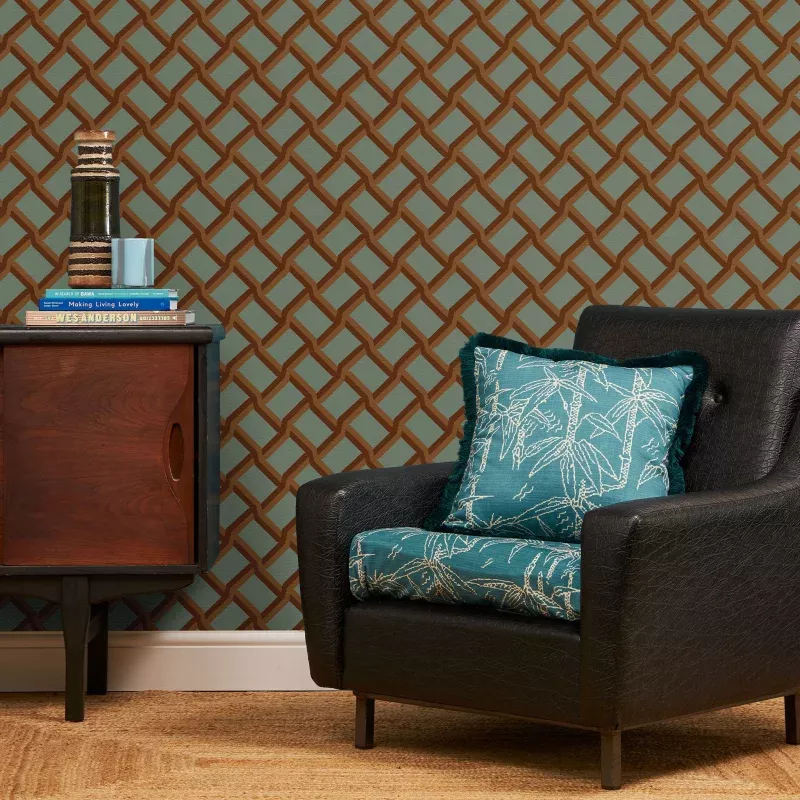 Trellis in Petrol - Wallpaper