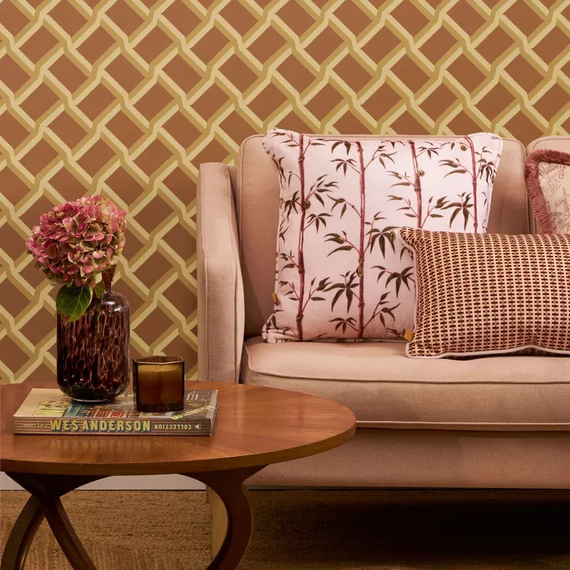 Trellis in Tan - Wallpaper