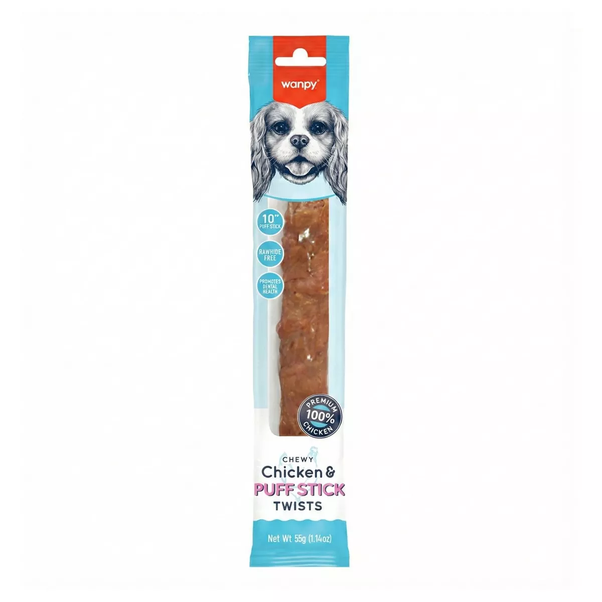 Wanpy Chewy 10 Chicken & Puff Sticks Twists 70 g