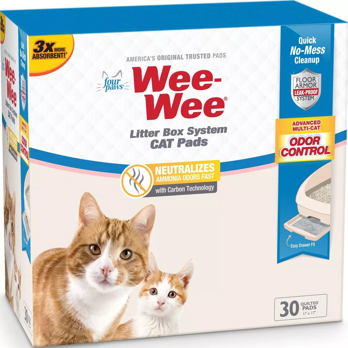 Wee-Wee Litter Box System Cat Pads – 30 PK
