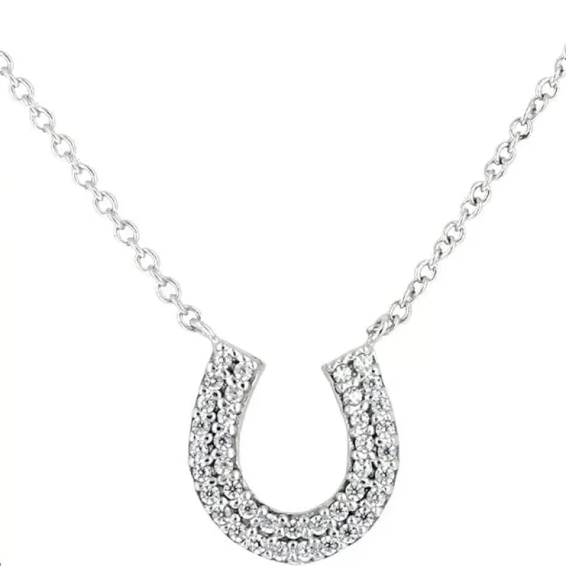 Women's Horseshoe Charm Necklace Silver
