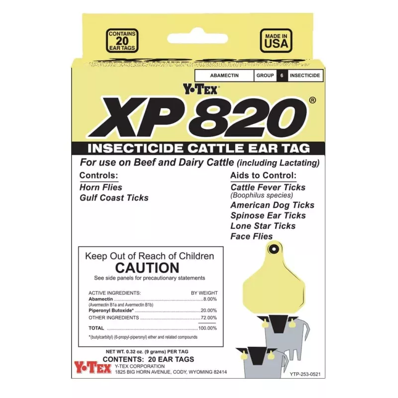 XP 820 Insecticide Cattle Ear Tags, 20 pack Yellow