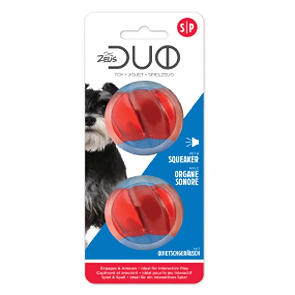 Zeus Duo Ball, 5 cm with Squeaker, 2 Pack